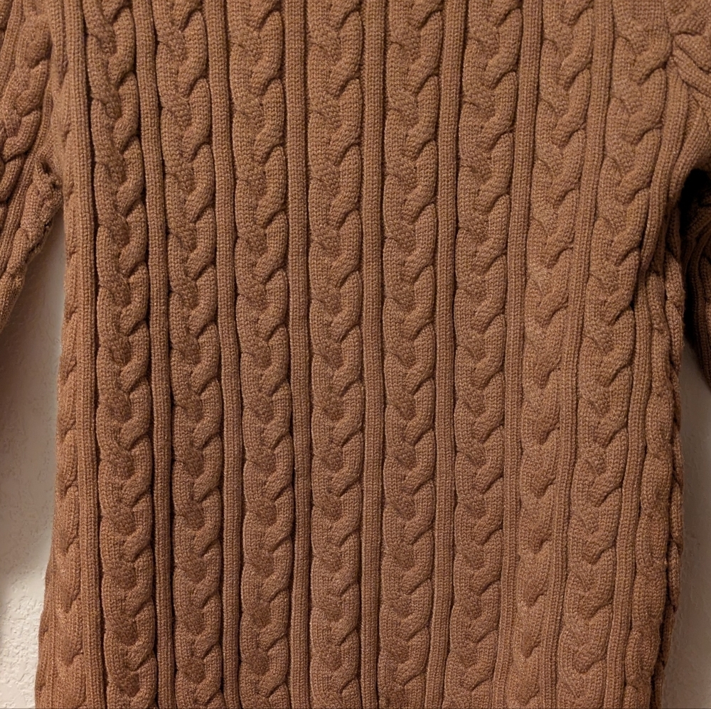 Cozy Cable-Knit Button Polo Sweater in Brown - Picture 7 of 7